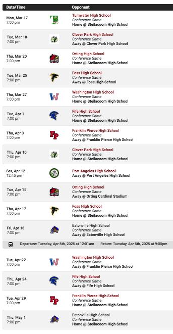 2025 Steilacoom High School Soccer Schedule